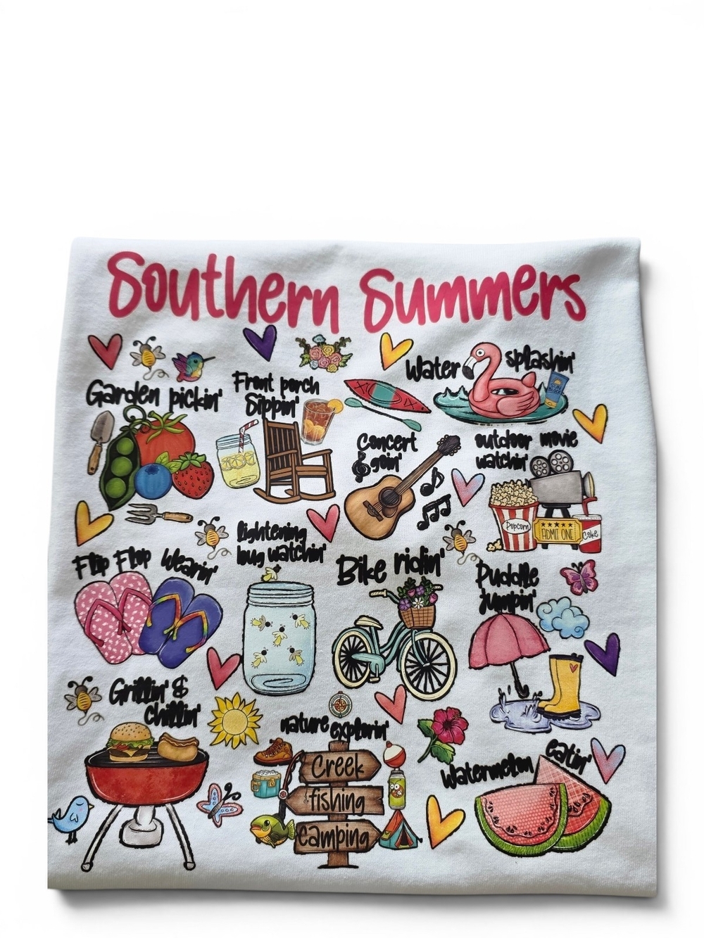 White Unisex Southern Summer Graphic Short Sleeve Tee - Picture 6 of 9
